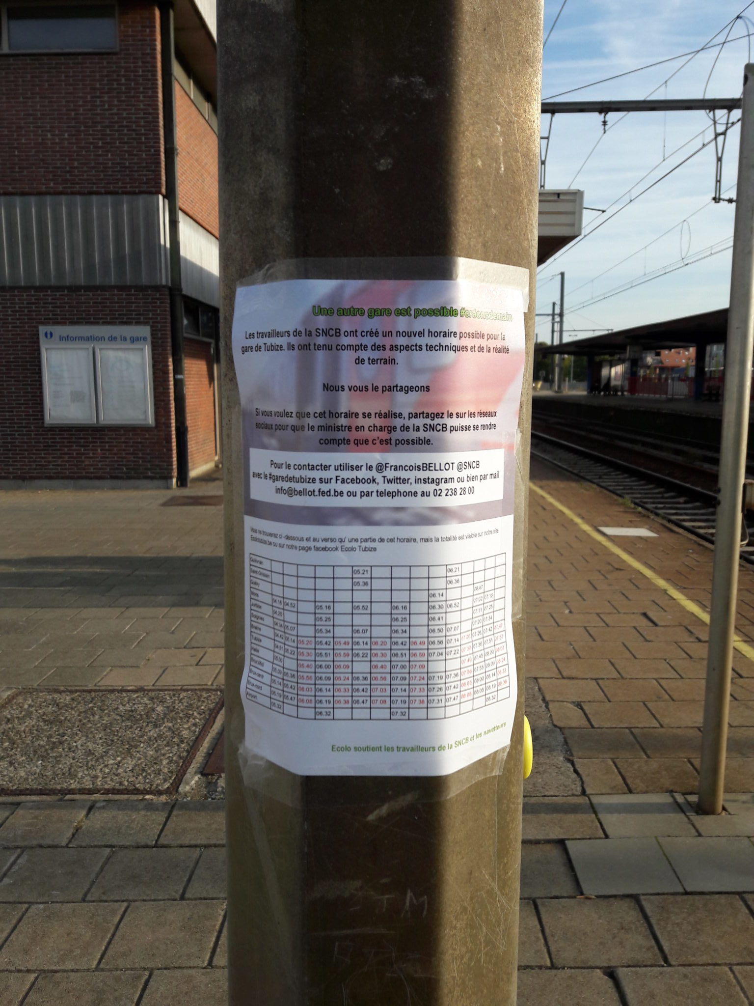 Nouvelle proposition d'horaire pour la gare de Ecolo